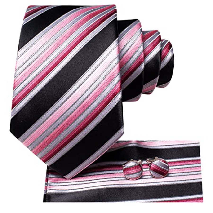 Men Ties Sets Silk Stripe Pais - Pocket Square Set recension och pris