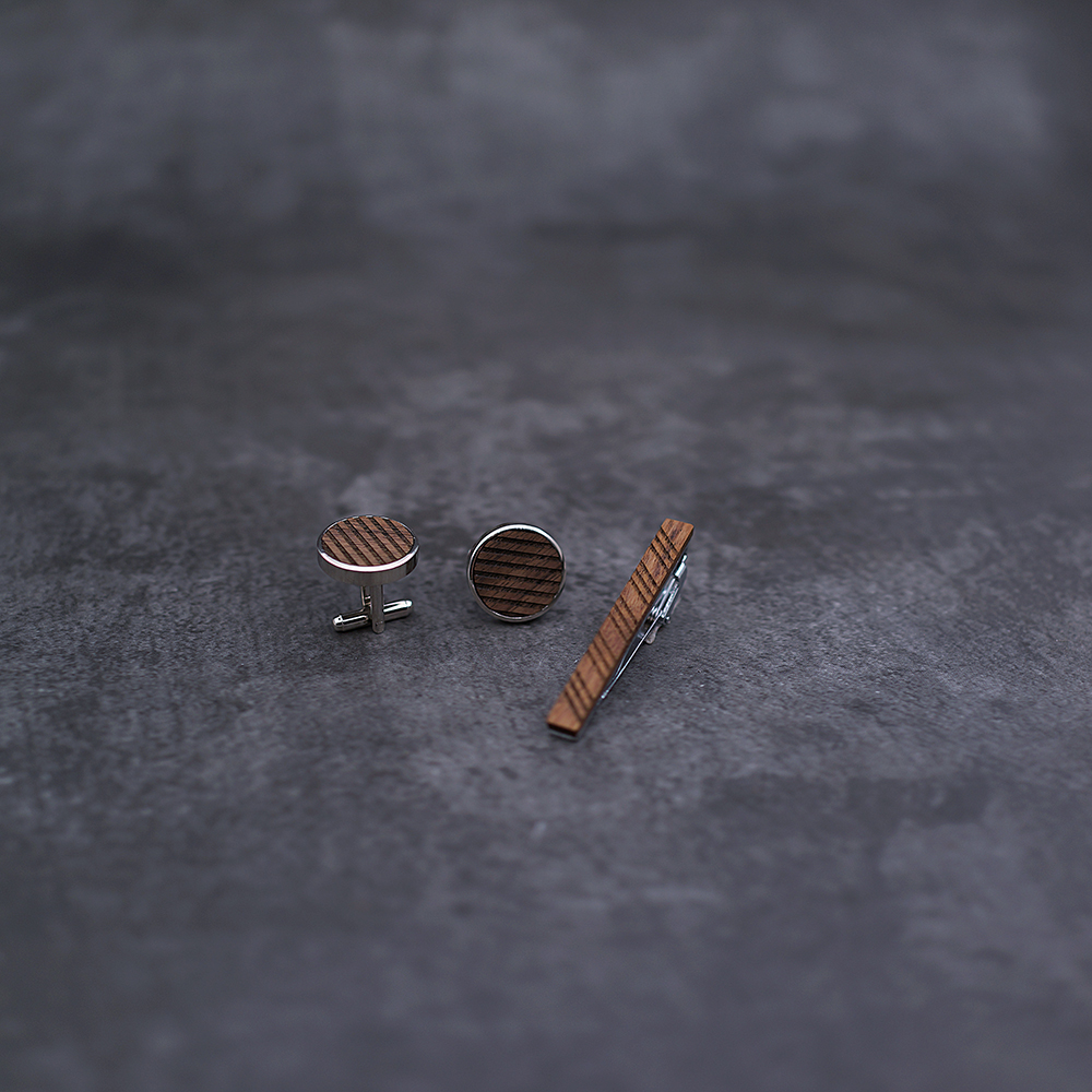 High Quality Wood Cuff links n - Tie Bar Set Gift recension och pris