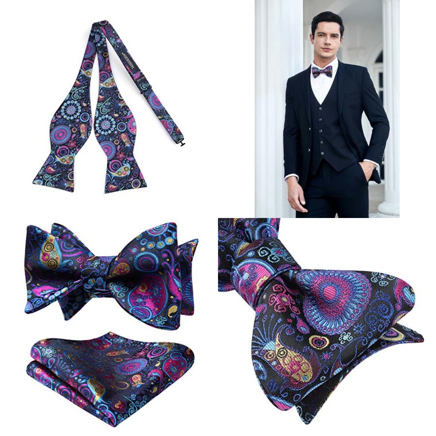 Bow Ties for Men Floral Bowtie - Pocket Square Set recension och pris