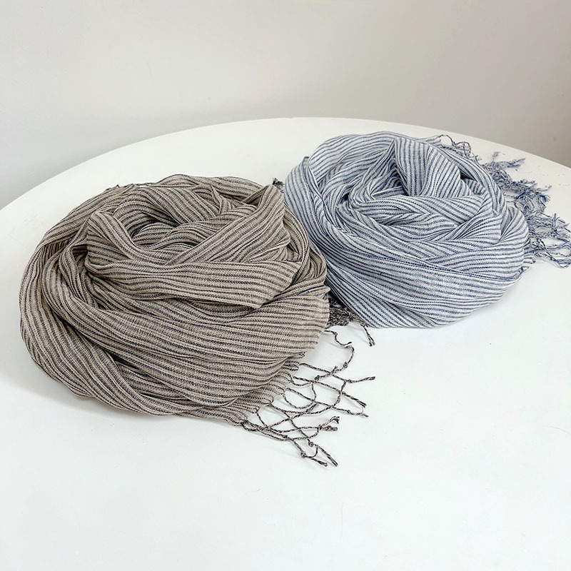 Retro Stripe 100% Linen scarf  - Ascot Neck Scarf recension och pris