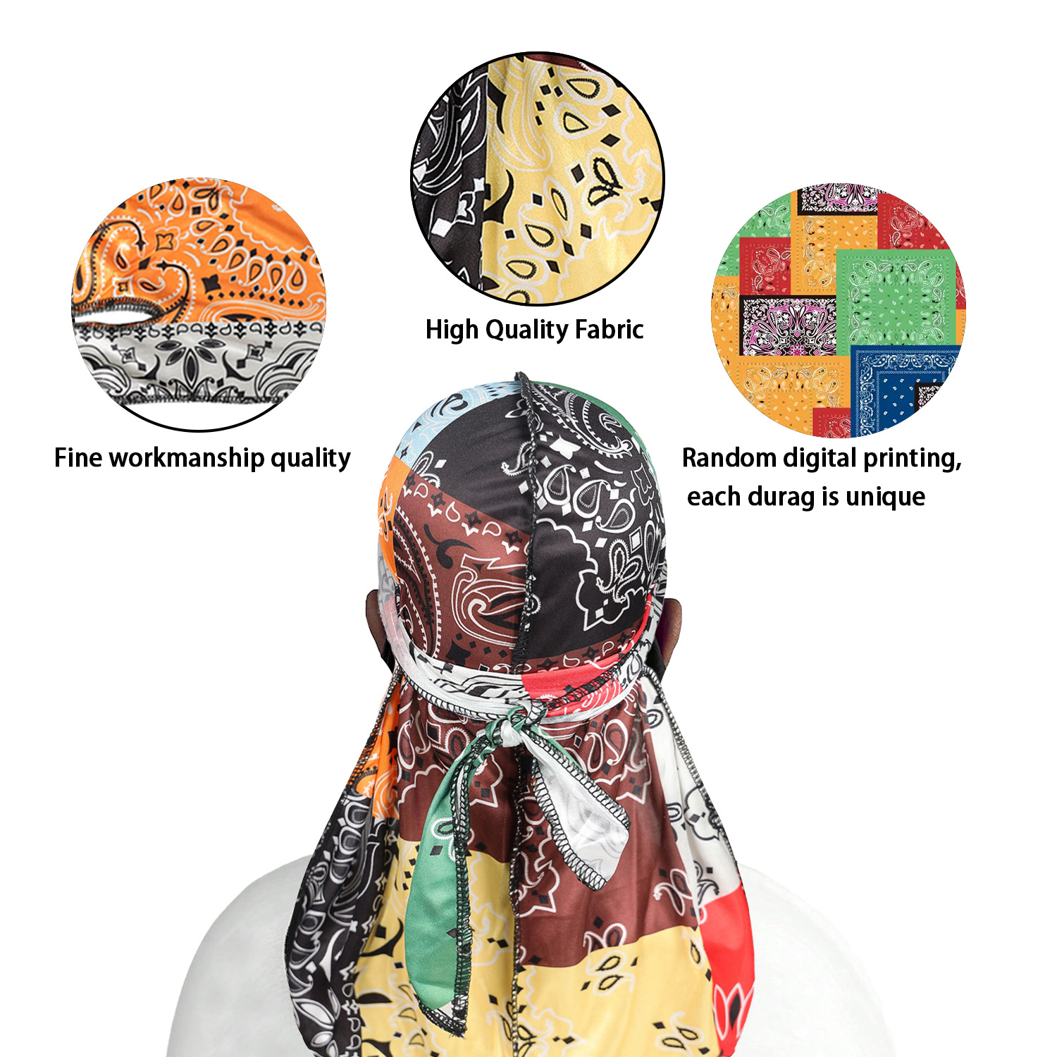 Paisley Printing Silky Durags  - Bandana Doo Rag recension och pris