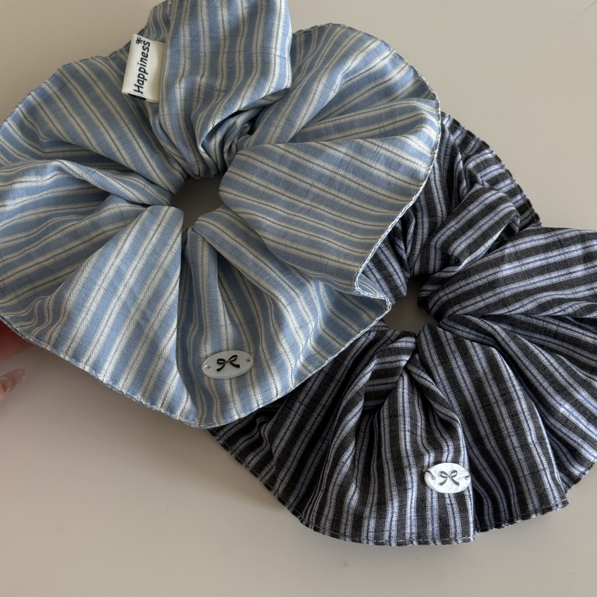 Blue Solid Color Silk Hair Ban - Silk Tie Striped recension och pris