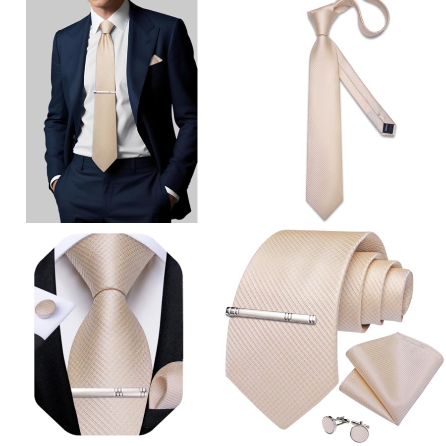 Plaid Ties for Men Silk Checke - Pocket Square Set recension och pris