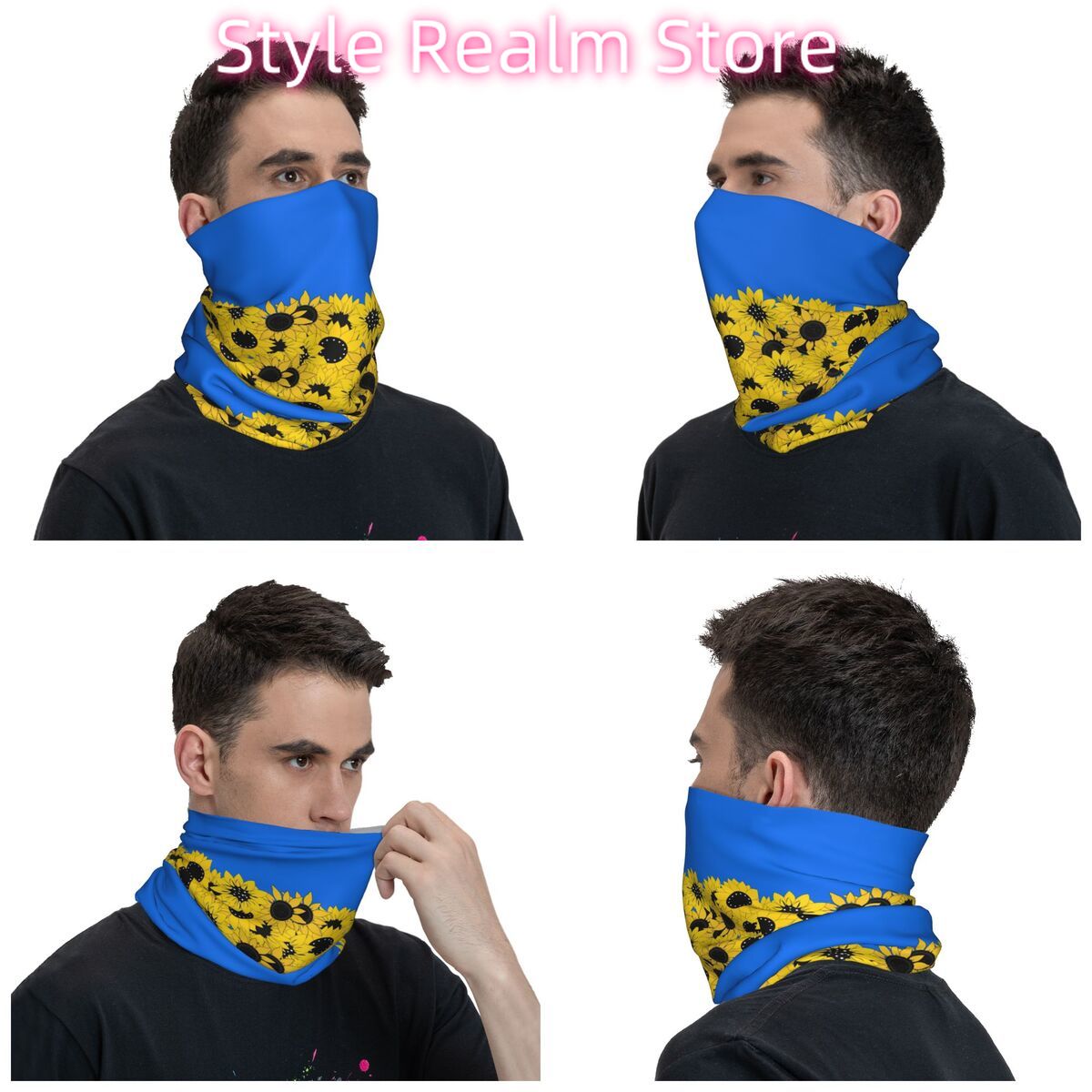 Blue Sunflower Printed Winter  - Neck Warmer Tube recension och pris