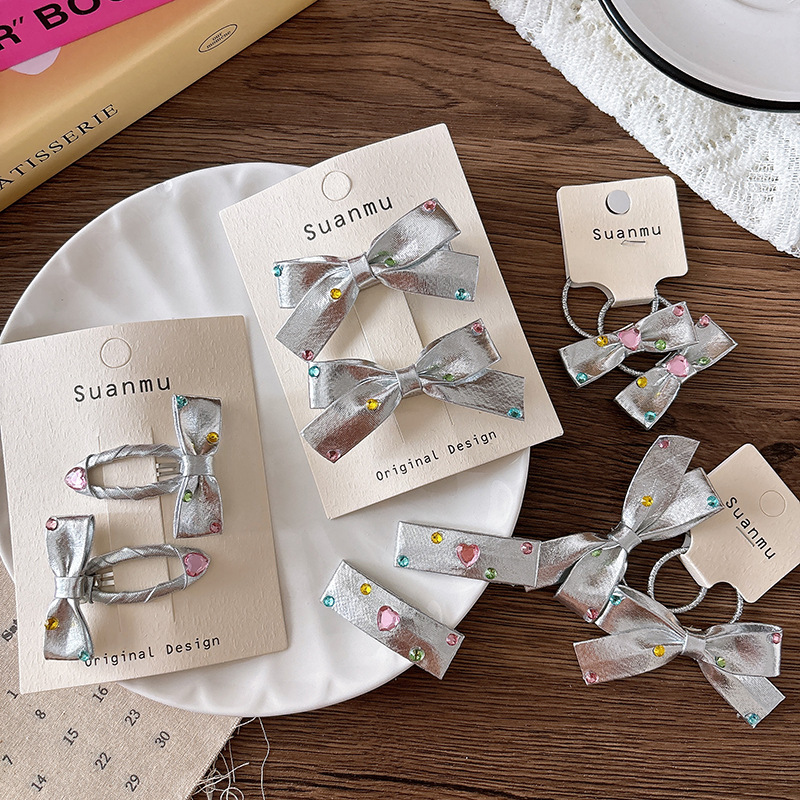 2pcs Diamond Bow Children's Ha - Tie Clip Silver recension och pris