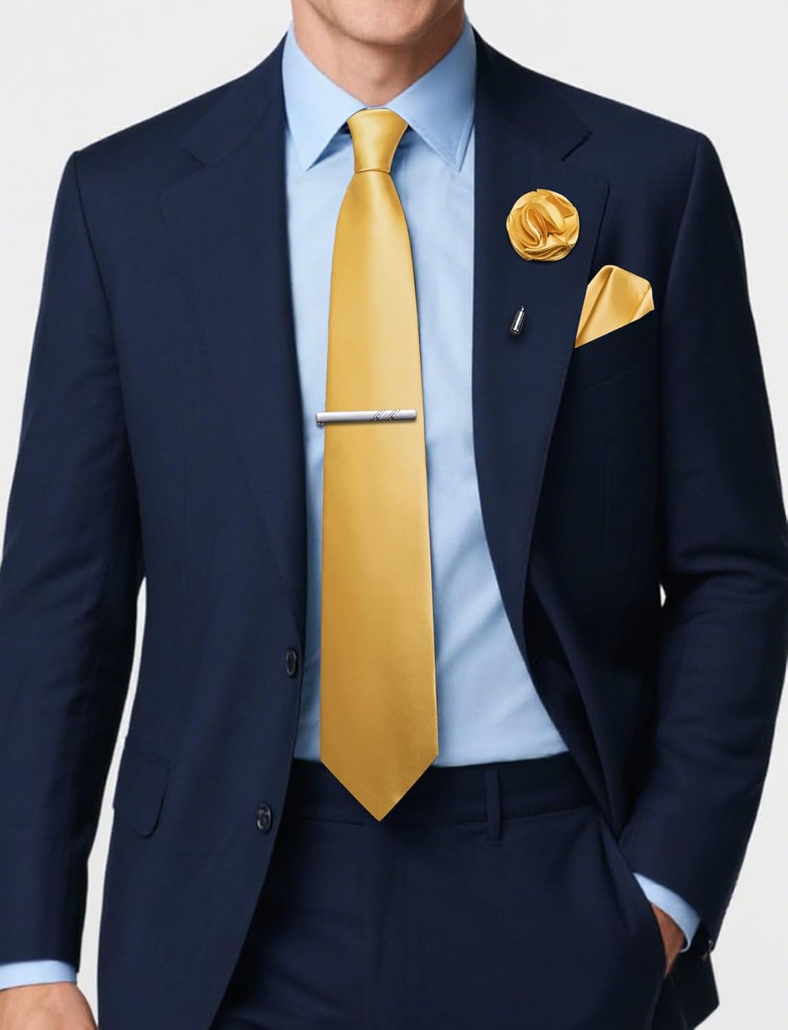 5Pcs Men's Silk Satin Tie Set  - Pocket Square Set recension och pris