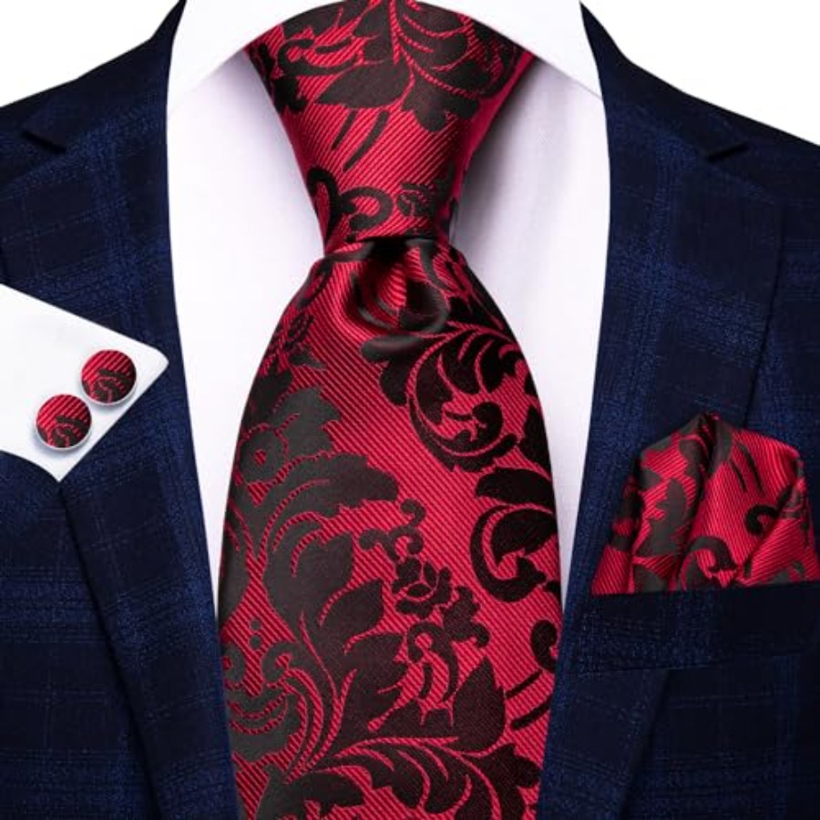 Silk Ties for Men Plaid Paisle - Pocket Square Set recension och pris