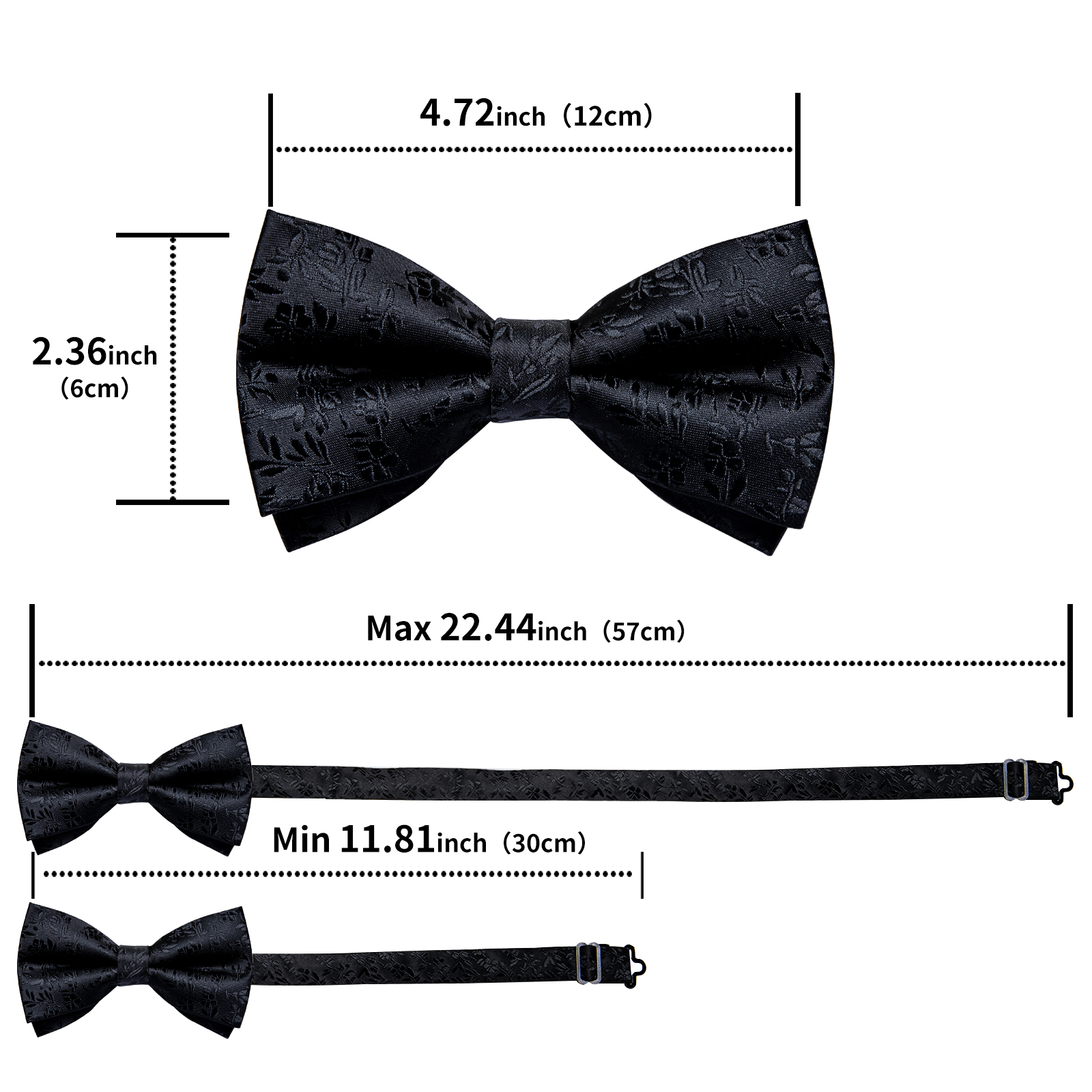 4Pcs Black Solid Floral Men's  - Bow Tie Pre Tied recension och pris