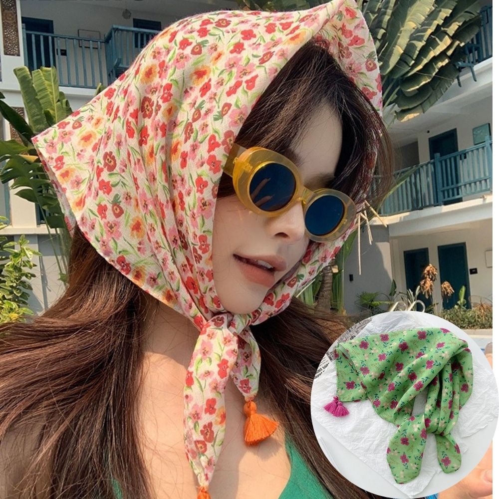 Summer Scarf Colorful Flower P - Bandana Cotton recension och pris