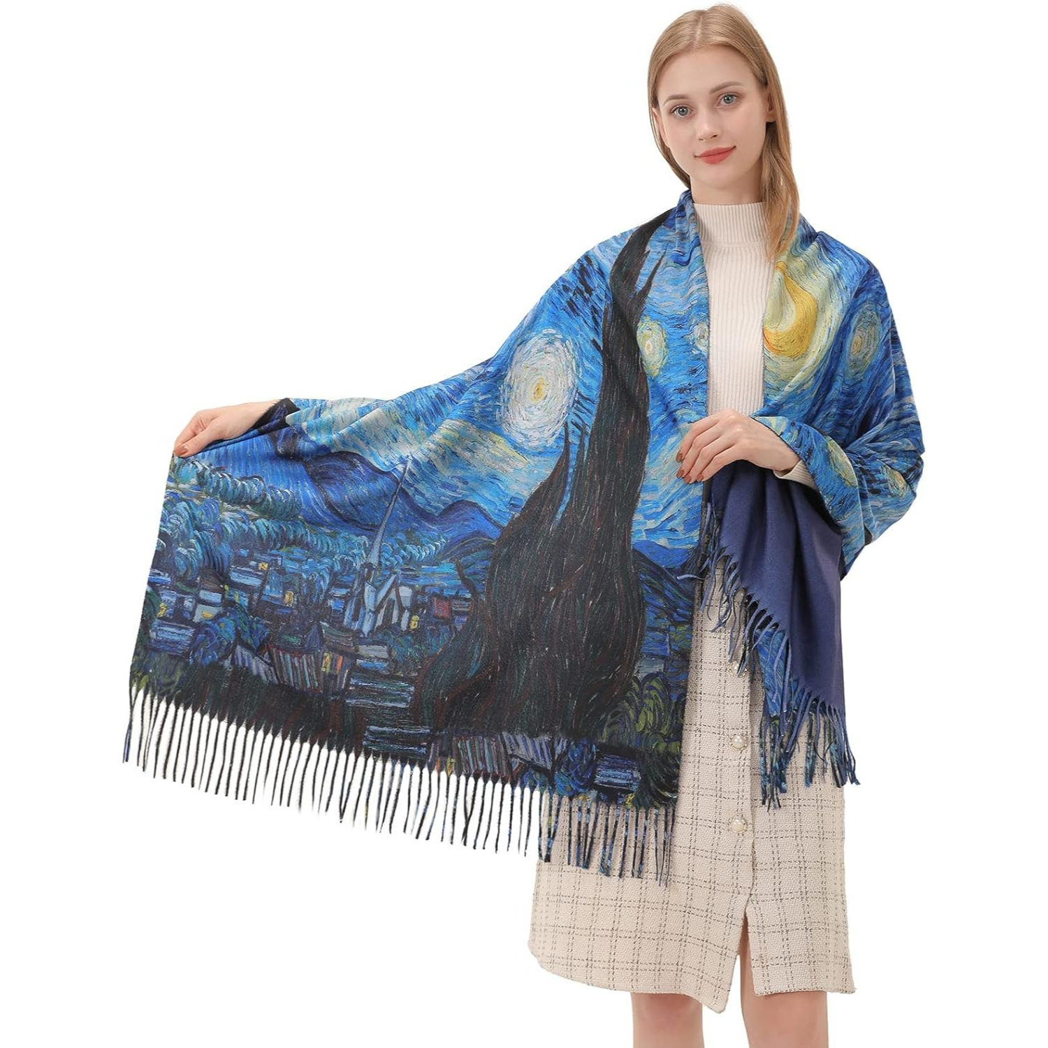 Star Sky Vintage Oil Painting  - Pashmina Wrap Large recension och pris