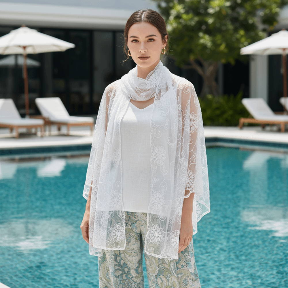 Lace Scarf Embroidered Floral  - Stole Wedding Shawl recension och pris