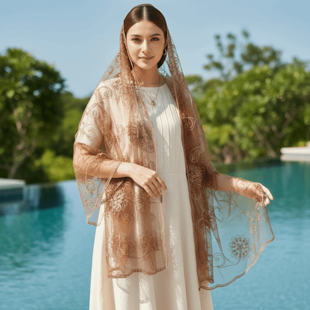 Lace Scarf Embroidered Floral  - Stole Wedding Shawl recension och pris